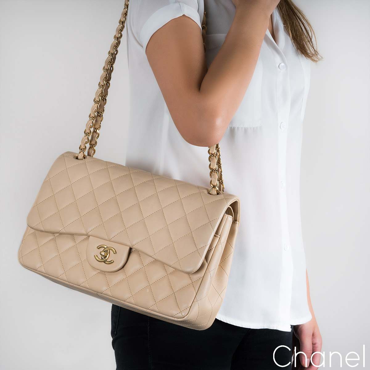 Chanel Beige Clair Caviar Jumbo Classic Double Flap Bag GHW – Boutique  Patina